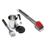 Grilling Basting Pot and Brush Set & Nylon Grill Brush for Cold Cleaning Bundle X2