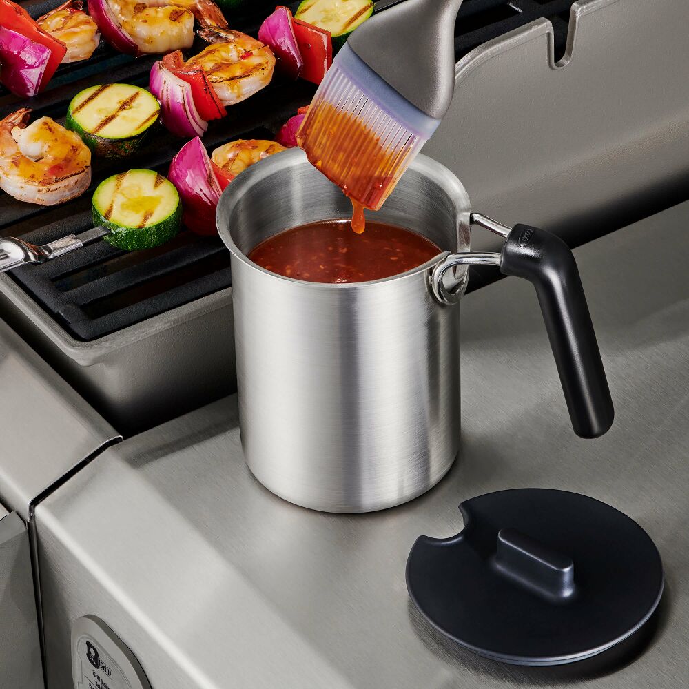 Grilling Basting Pot and Brush Set X0