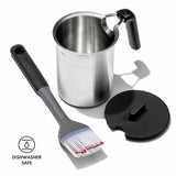 Grilling Basting Pot and Brush Set X0