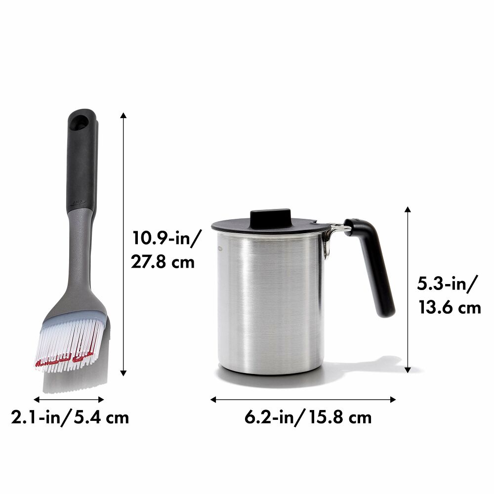 Grilling Basting Pot and Brush Set X0