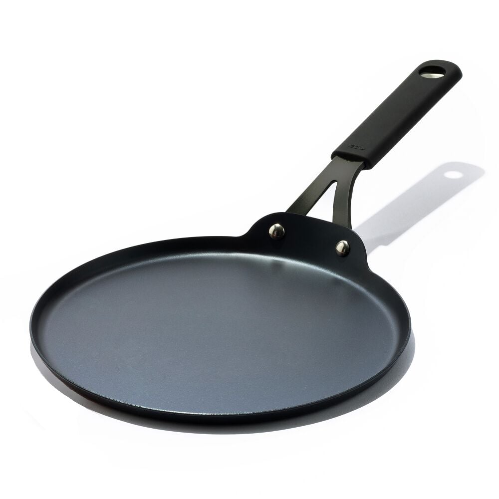 Obsidian Carbon Steel 10-Inch Crêpe Pan with Silicone Sleeve A0