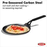 Obsidian Carbon Steel 10-Inch Crêpe Pan with Silicone Sleeve A0