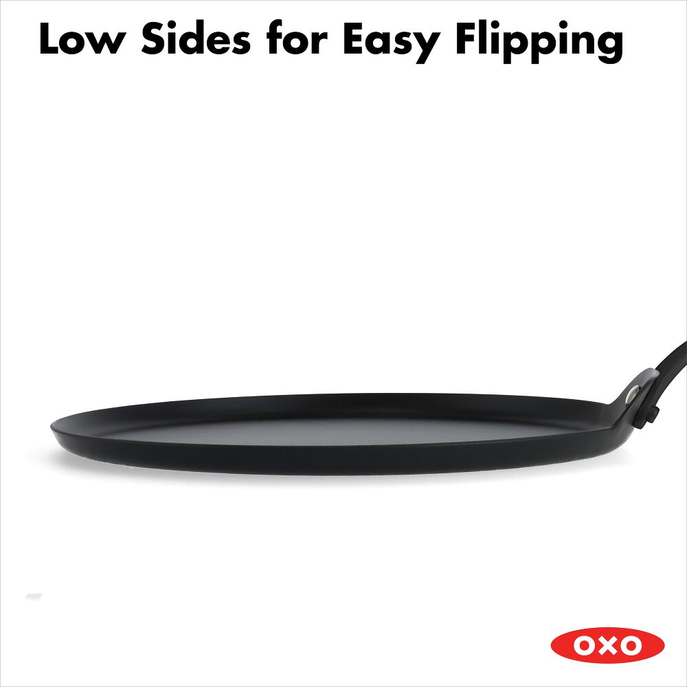 Obsidian Carbon Steel 10-Inch Crêpe Pan with Silicone Sleeve A0