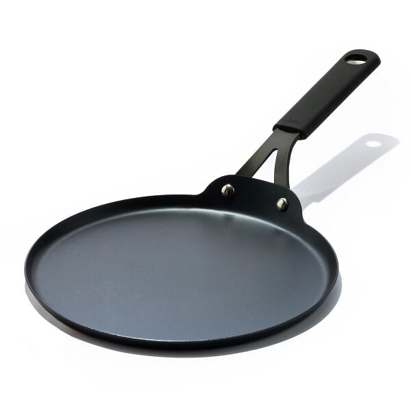 Obsidian Carbon Steel 10-Inch Crêpe Pan with Silicone Sleeve W0