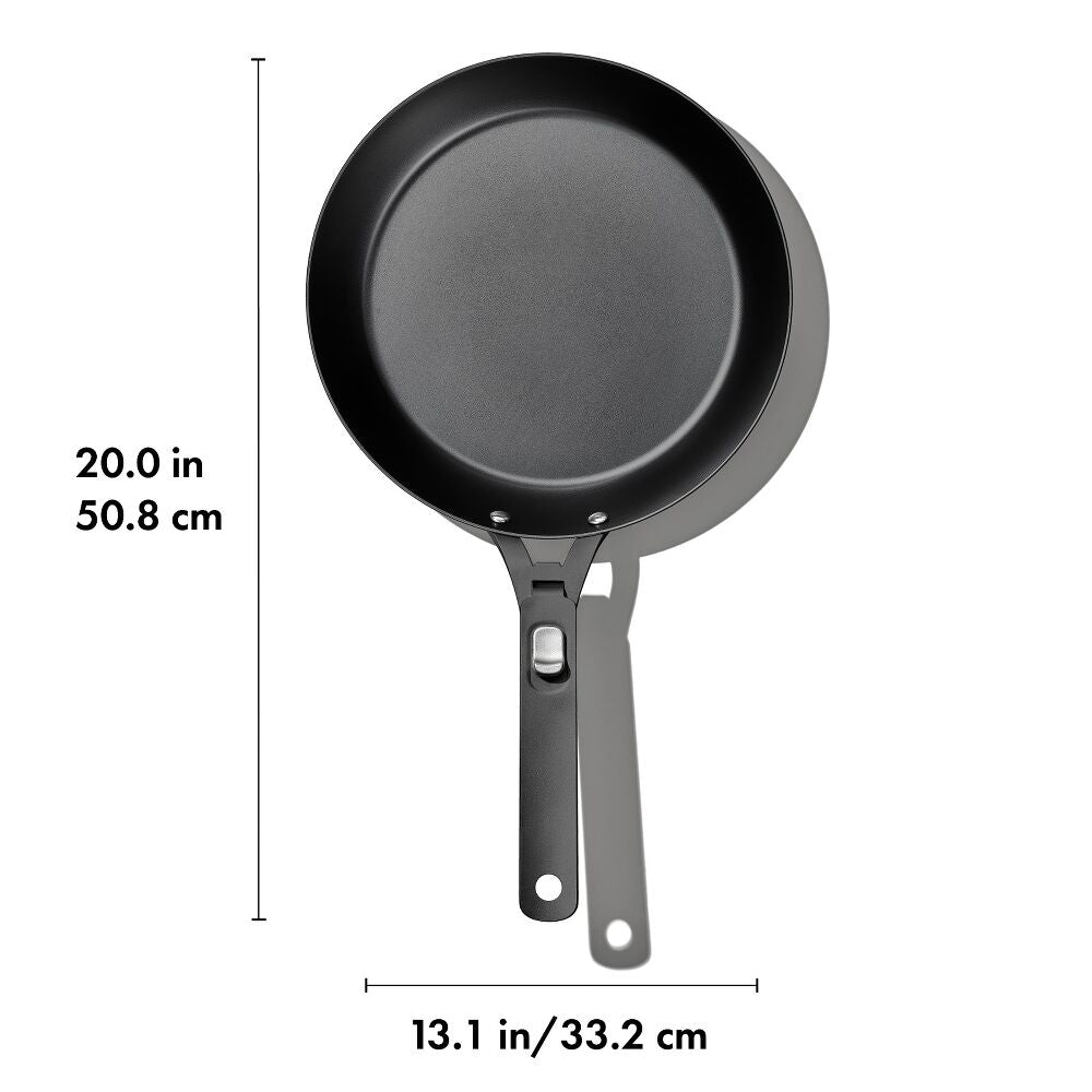 Outdoor 12-inch Carbon Steel Pan with Removable Handle E7