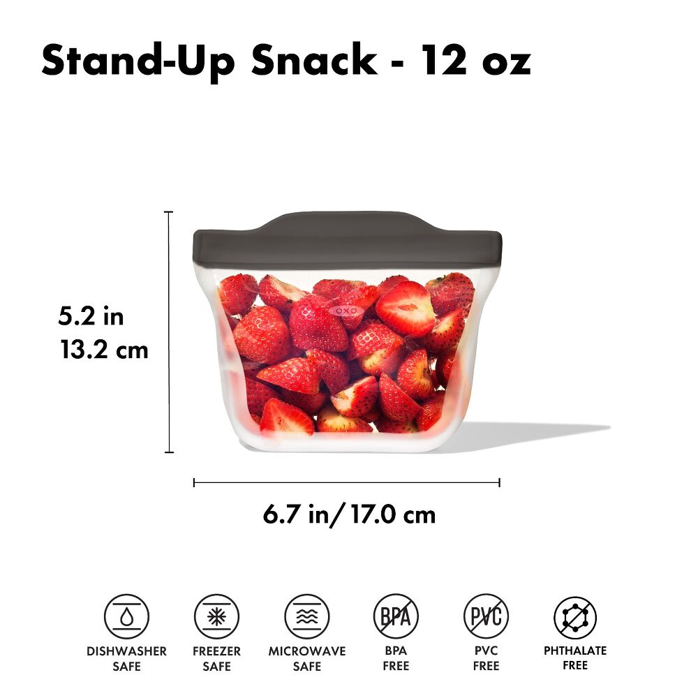 Outdoor Silicone Reusable Stand Up Snack Bag (12 oz) U0