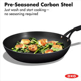 OXO Carbon Steel Obsidian Series 12-Inch Frypan with Silicone Sleeve P7