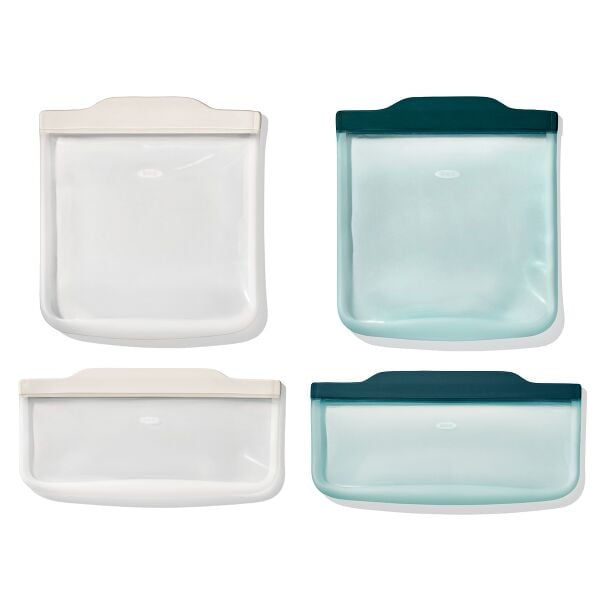Silicone Reusable Bag -  4 Piece Lunch Set - Oat/Lagoon N8