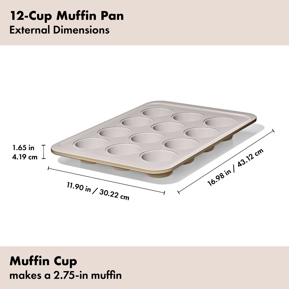 Non-Stick Pro Ceramic Coated Metal Bakeware 12 Cup Muffin Pan