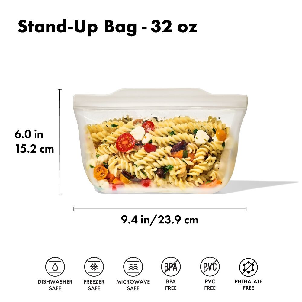 Silicone Reusable Bag - Stand-Up Quart (32 oz) - Oat M7