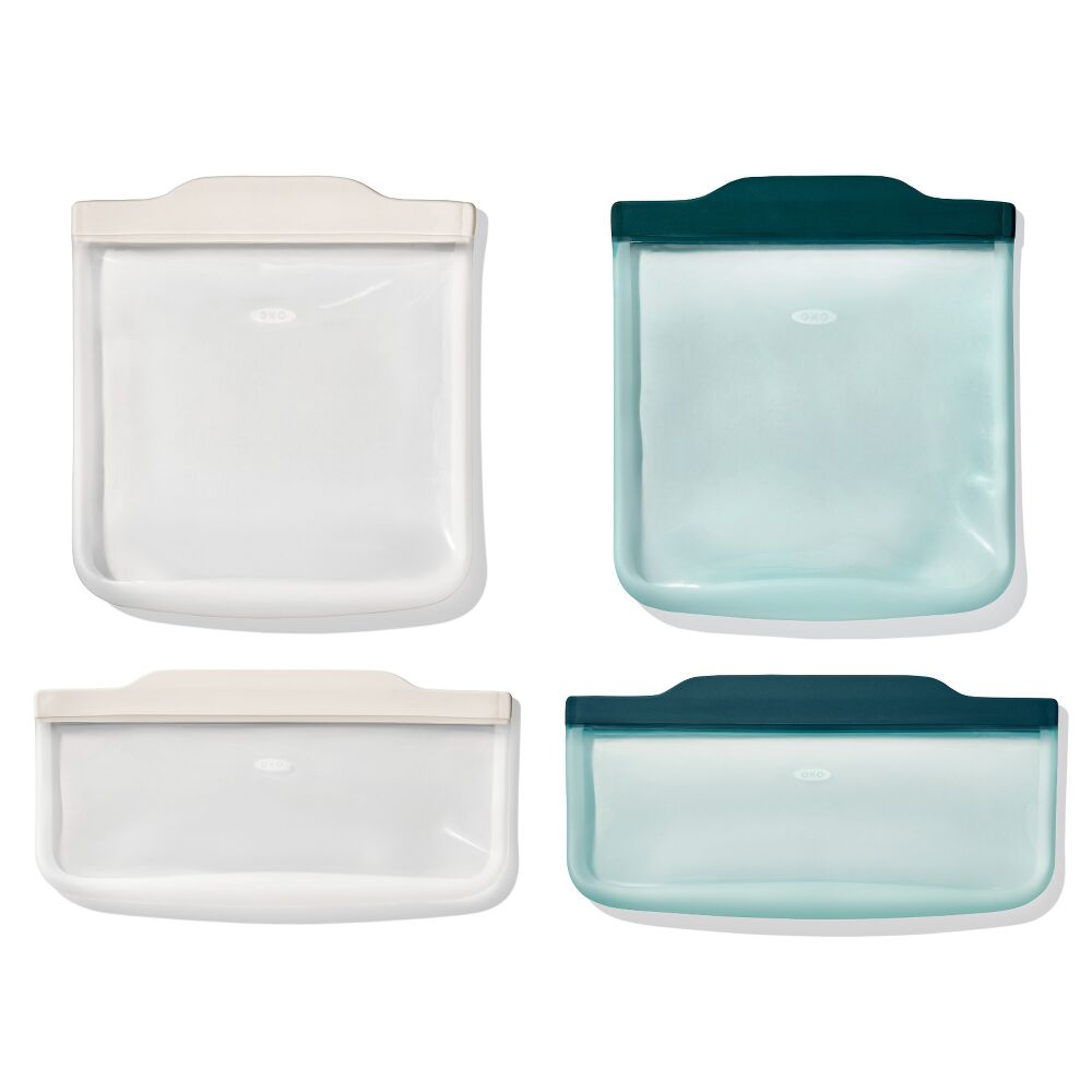 Silicone Reusable Bag -  4 Piece Lunch Set - Oat/Lagoon I8
