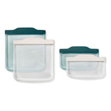 Silicone Reusable Bag -  4 Piece Lunch Set - Oat/Lagoon I8