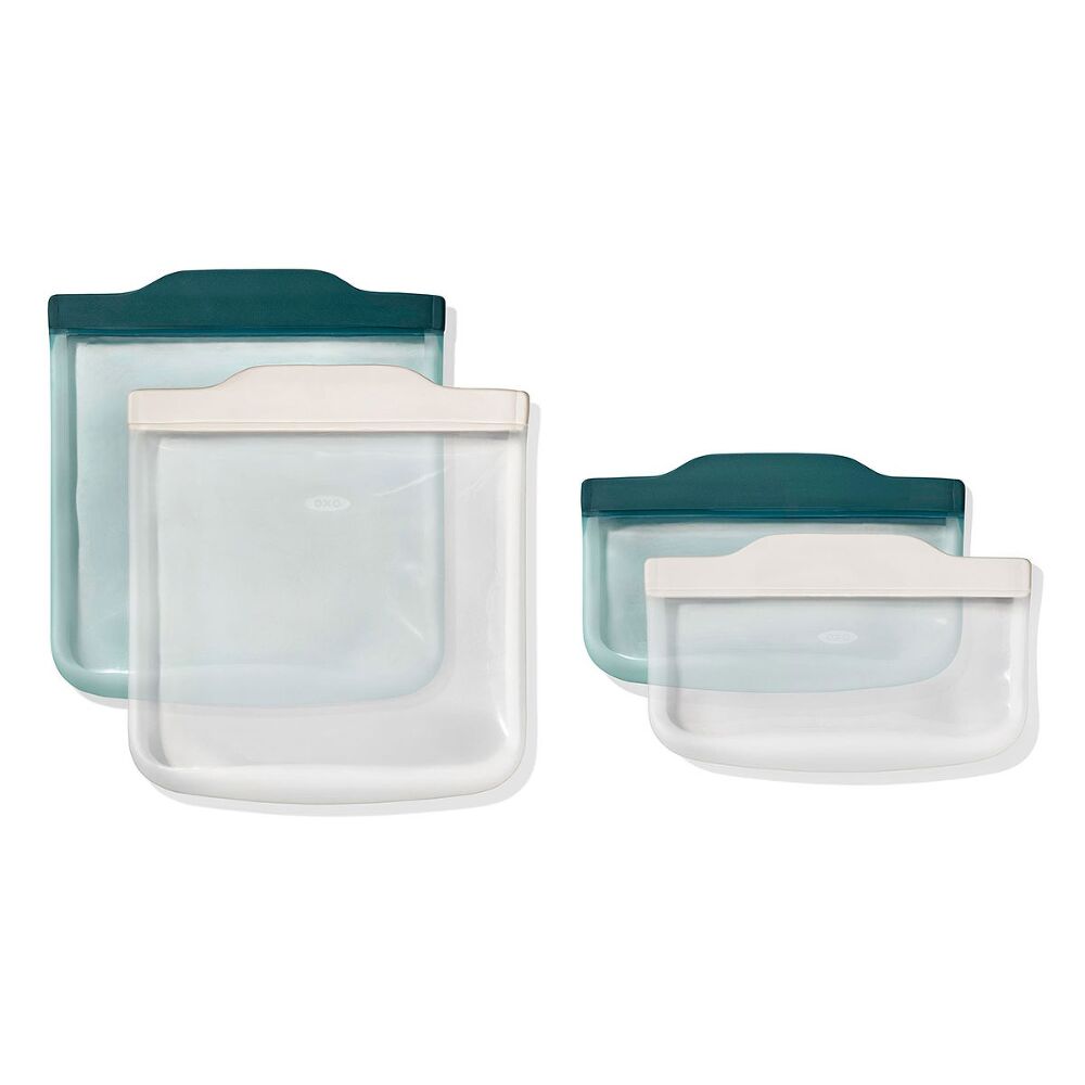 Silicone Reusable Bag -  4 Piece Lunch Set - Oat/Lagoon I8