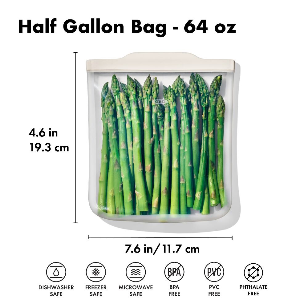 Silicone Reusable Bag - Half Gallon Bag (64 oz) - Oat W1