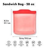 Silicone Reusable Bag - Sandwich Bag (28 oz) - Watermelon N1