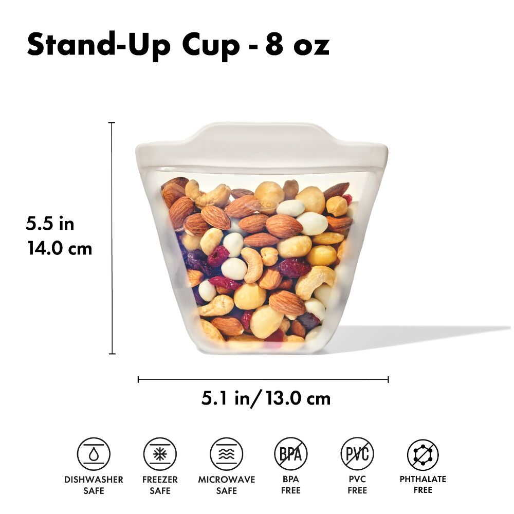 Silicone Reusable Bag - Stand-Up Cup (8 oz) - Oat Z7