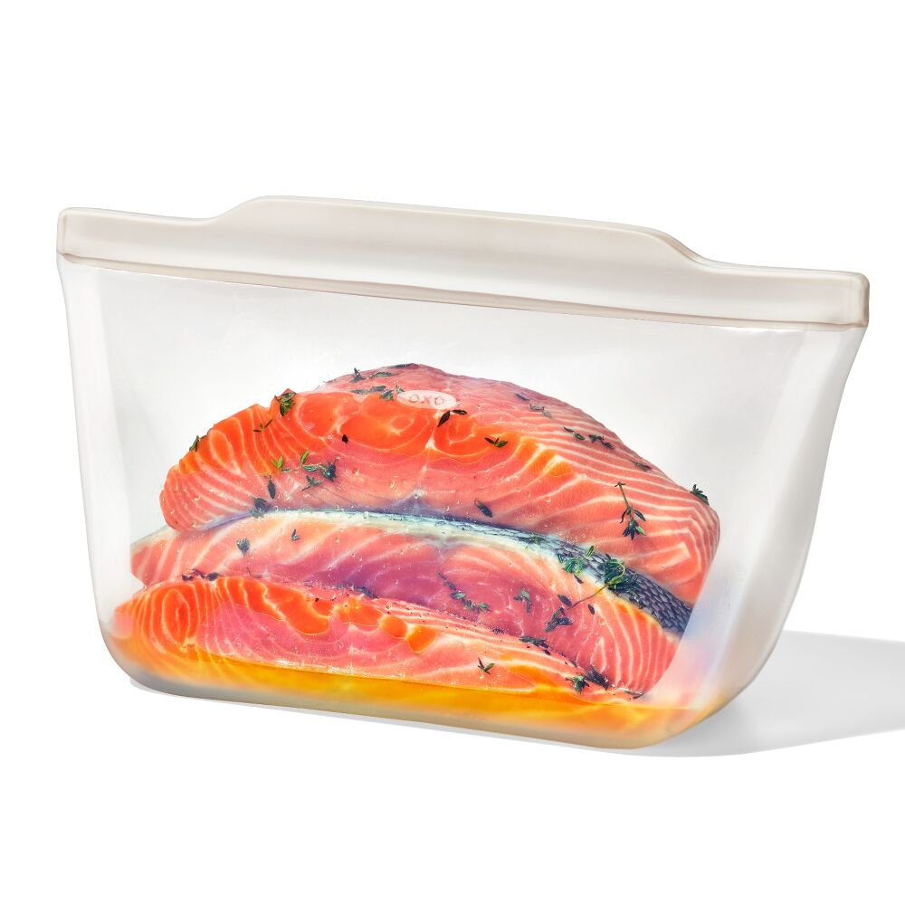 Silicone Reusable Bag - Stand-Up Half Gallon (64 oz) - Oat H0