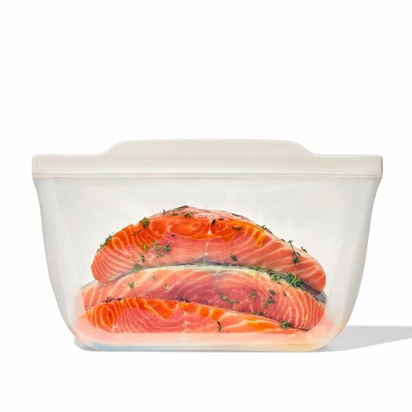Silicone Reusable Bag - Stand-Up Half Gallon (64 oz) - Oat H0