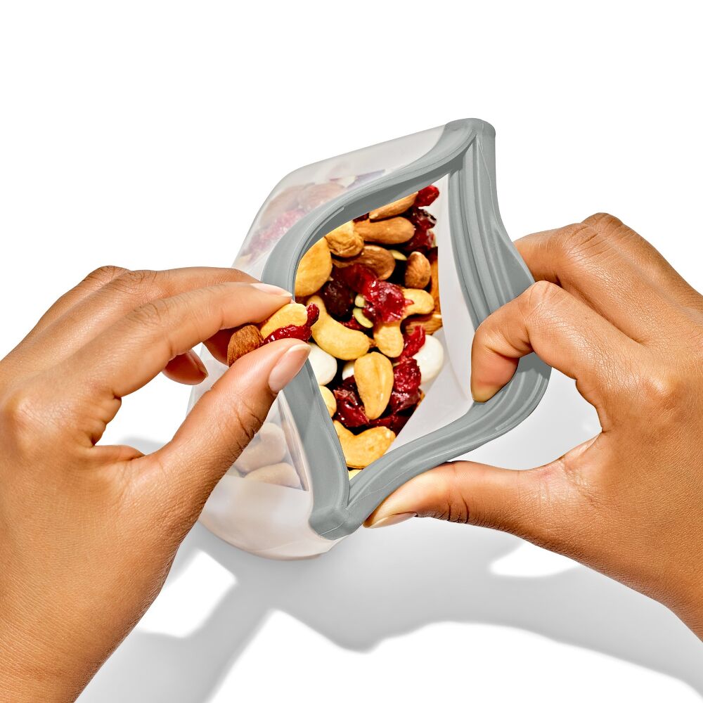Silicone Reusable Bag  Stand-Up Snack (12 oz) - Fog C7