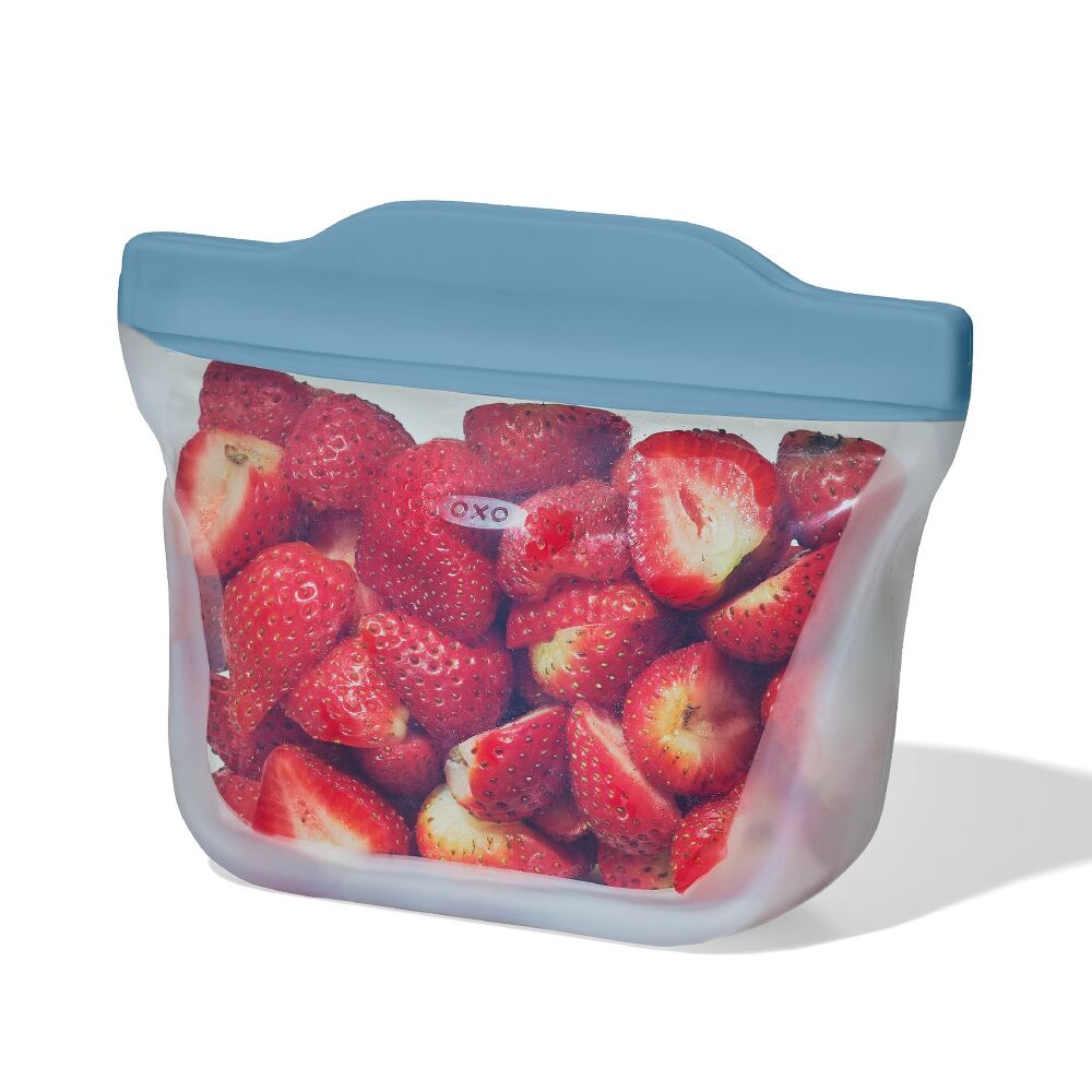 Silicone Reusable Bag  Stand-Up Snack (12 oz) - Ocean Blue Q7