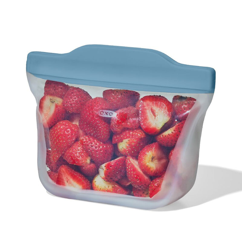 Silicone Reusable Bag  Stand-Up Snack (12 oz) - Ocean Blue Q7