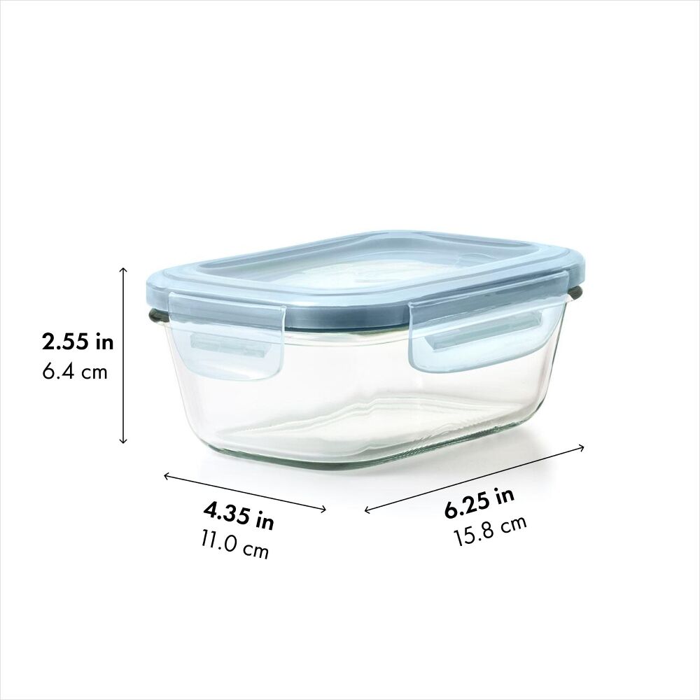Smart Seal 1.6-Cup Glass Rectangle Container - Arctic Blue C5