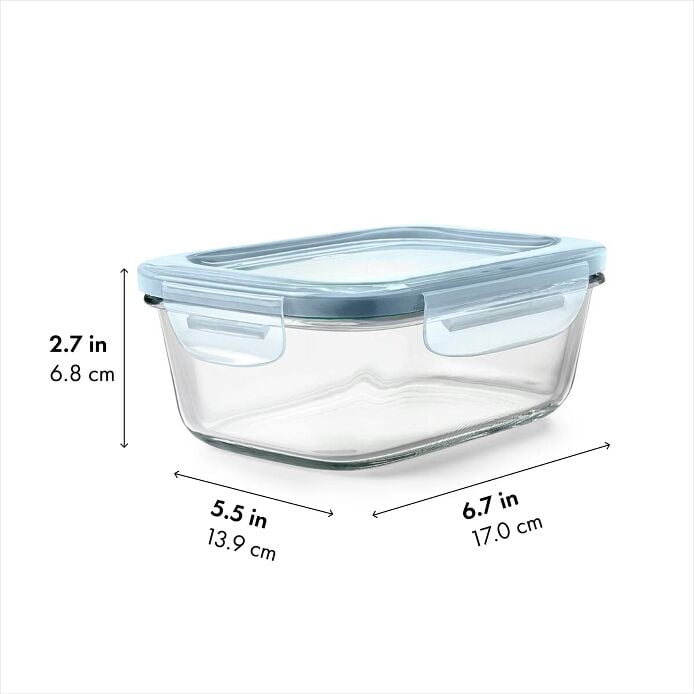 Smart Seal 3.5-Cup Glass Rectangle Container - Arctic Blue M7