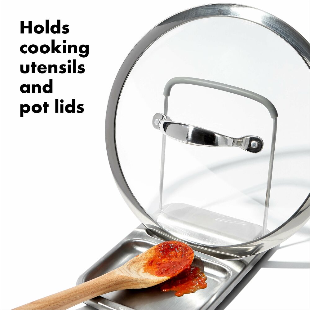 Stainless Steel Spoon Rest with Lid Holder H8