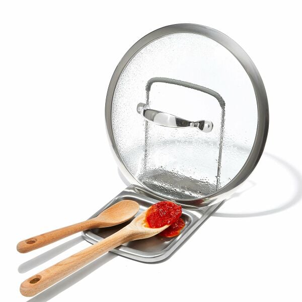 Stainless Steel Spoon Rest with Lid Holder H8
