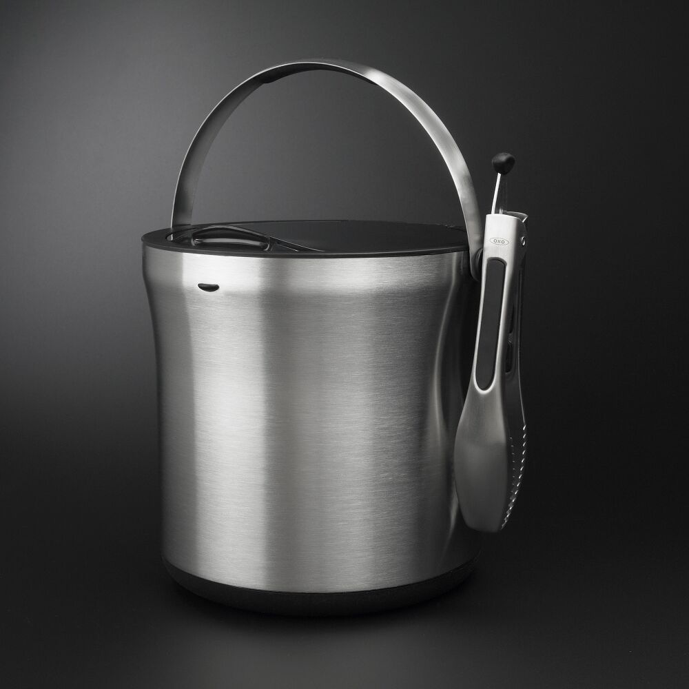Steel Ice Bucket & Tong Set W4