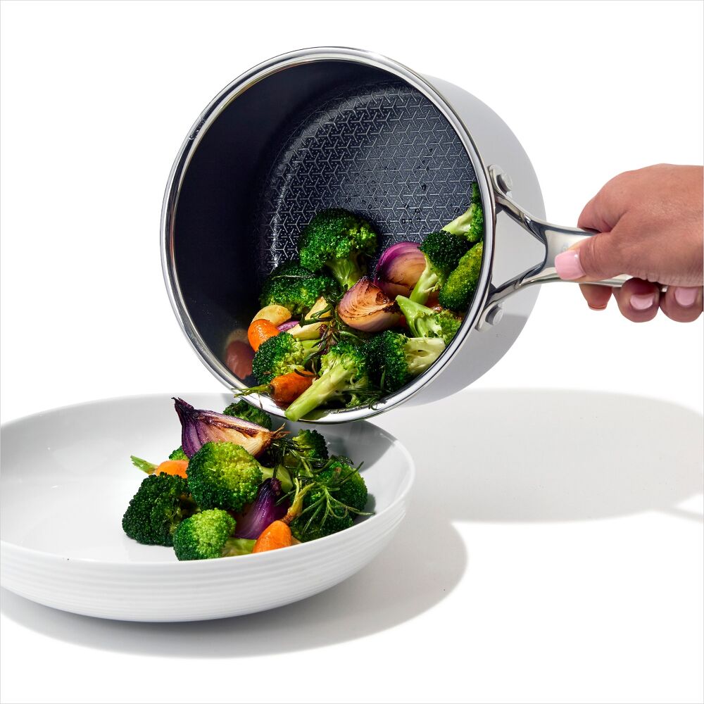 Trident Hybrid Non-Stick Stainless Steel 2.5 Qt Saucepan with Lid J3